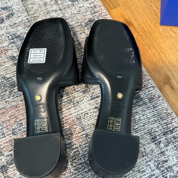 Stuart Weitzman Black Leather Sandals - Picture 4 of 6